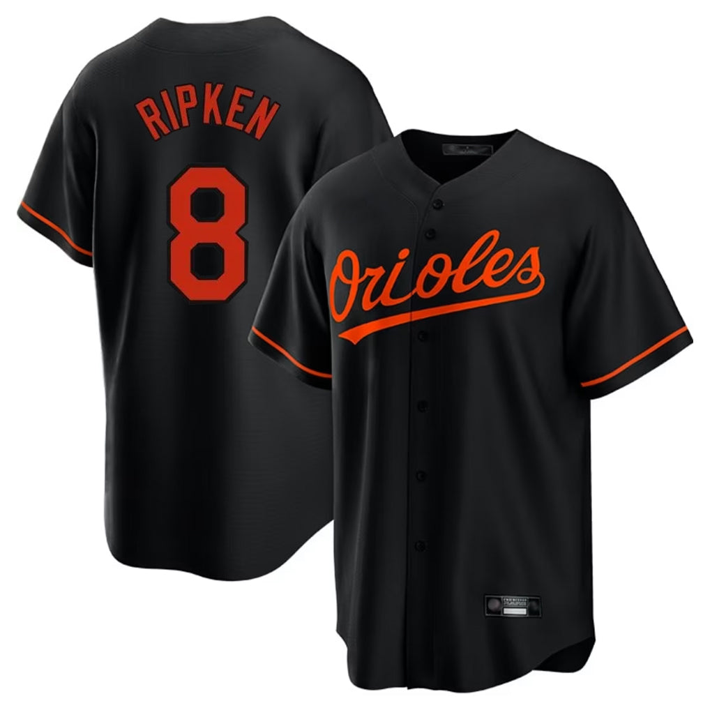 Keante B.Orioles #8 Cal Ripken Player Black Home Game Stitched Jerseys