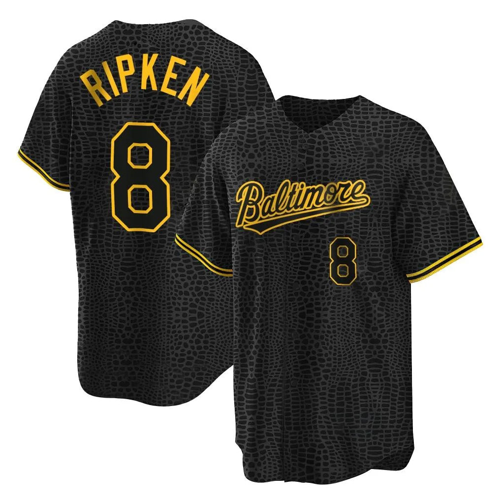 Keante B.Orioles #8 Cal Ripken Player Black Snake Skin City Home Game Stitched Jerseys