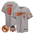 Keante B.Orioles #8 Cal Ripken Player Gray 30th Anniversary of 2131 Home Game Stitched Jerseys