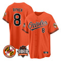 Keante B.Orioles #8 Cal Ripken Player Orange 30th Anniversary of 2131 Home Game Stitched Jerseys
