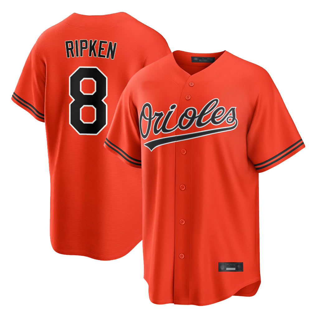 Keante B.Orioles #8 Cal Ripken Player Orange Home Game Stitched Jerseys
