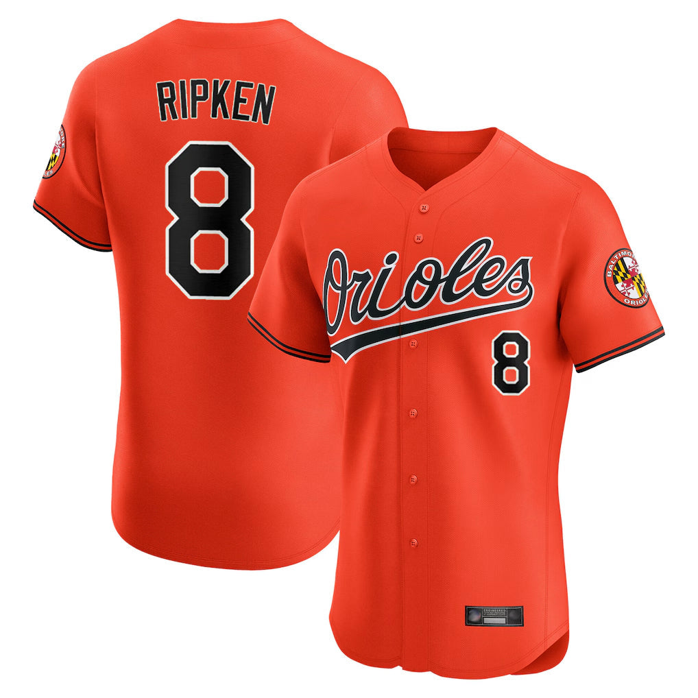 Keante B.Orioles #8 Cal Ripken Player Orange Limited Elite Home Game Stitched Jerseys