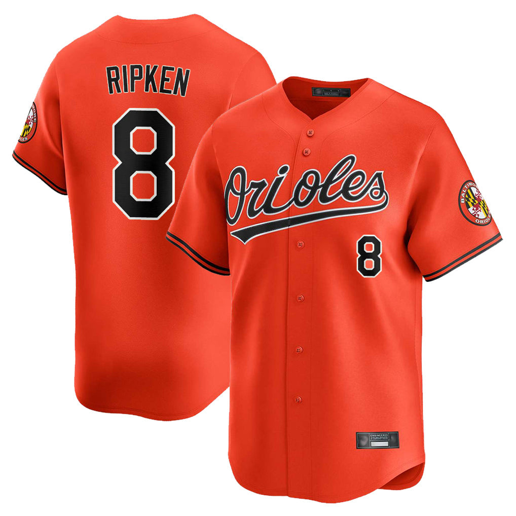 Keante B.Orioles #8 Cal Ripken Player Orange Limited Home Game Stitched Jerseys