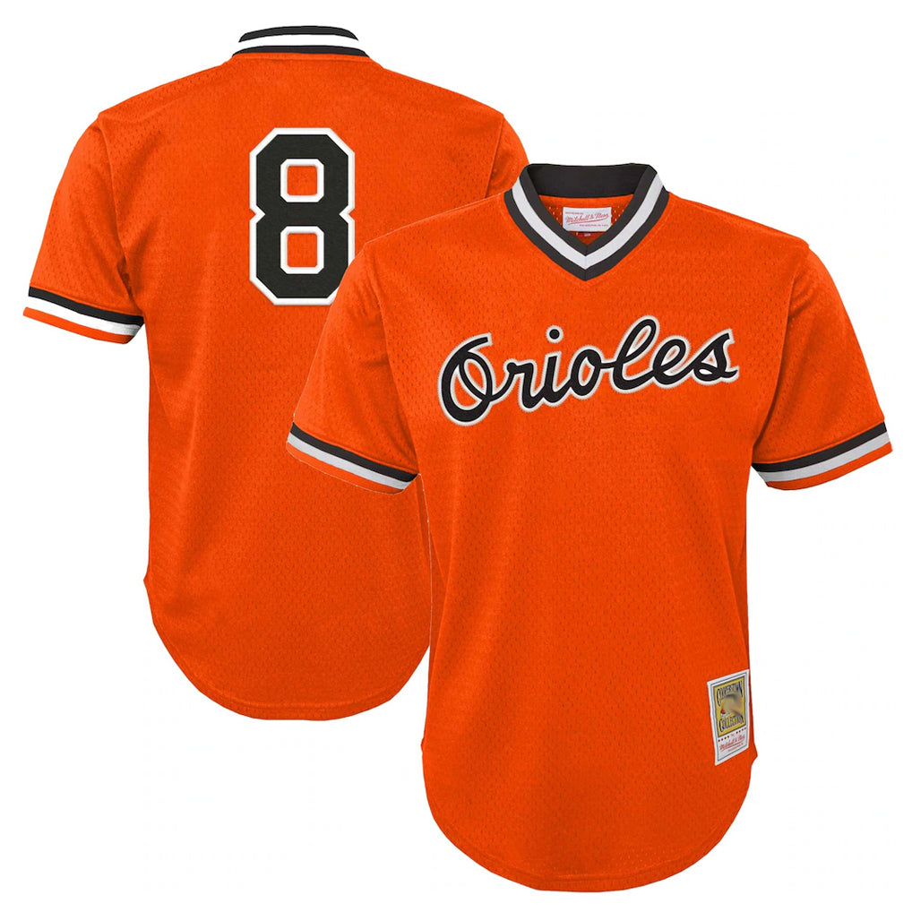 Keante B.Orioles #8 Cal Ripken Player Orange Mitchell & Ness Cooperstown Collection Mesh T-shirt Game Stitched Jerseys