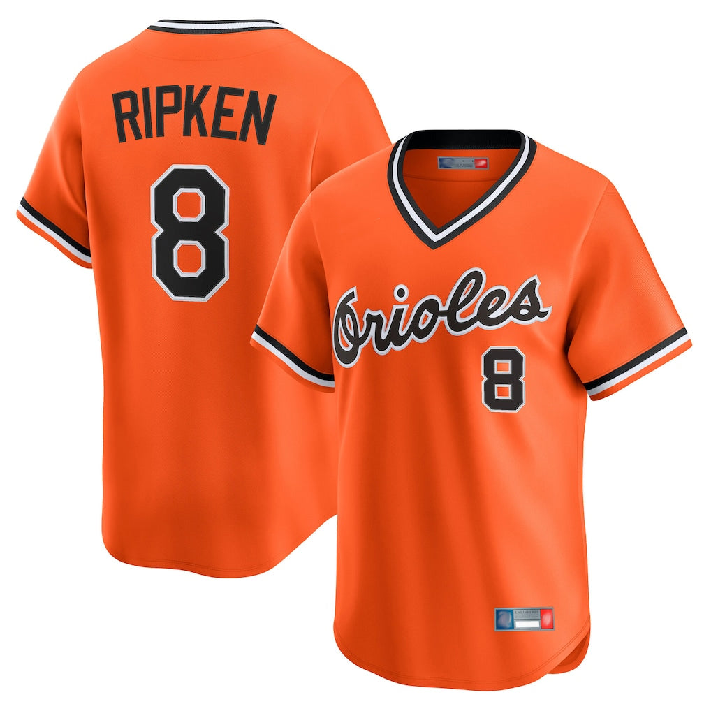 Keante B.Orioles #8 Cal Ripken Player Orange T-shirt Limited Home Game Stitched Jerseys