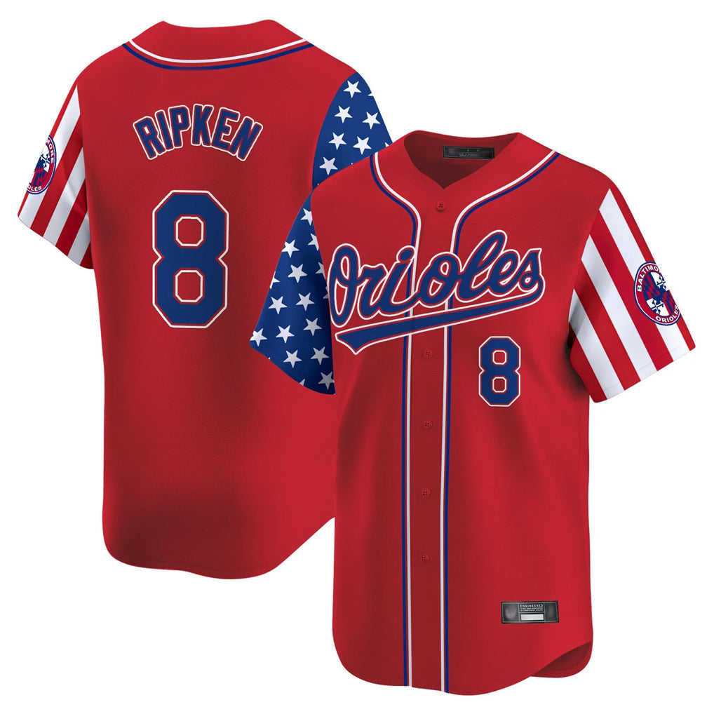 Keante B.Orioles #8 Cal Ripken Player Red Independence Day Vapor Premier Limited Home Game Stitched Jerseys