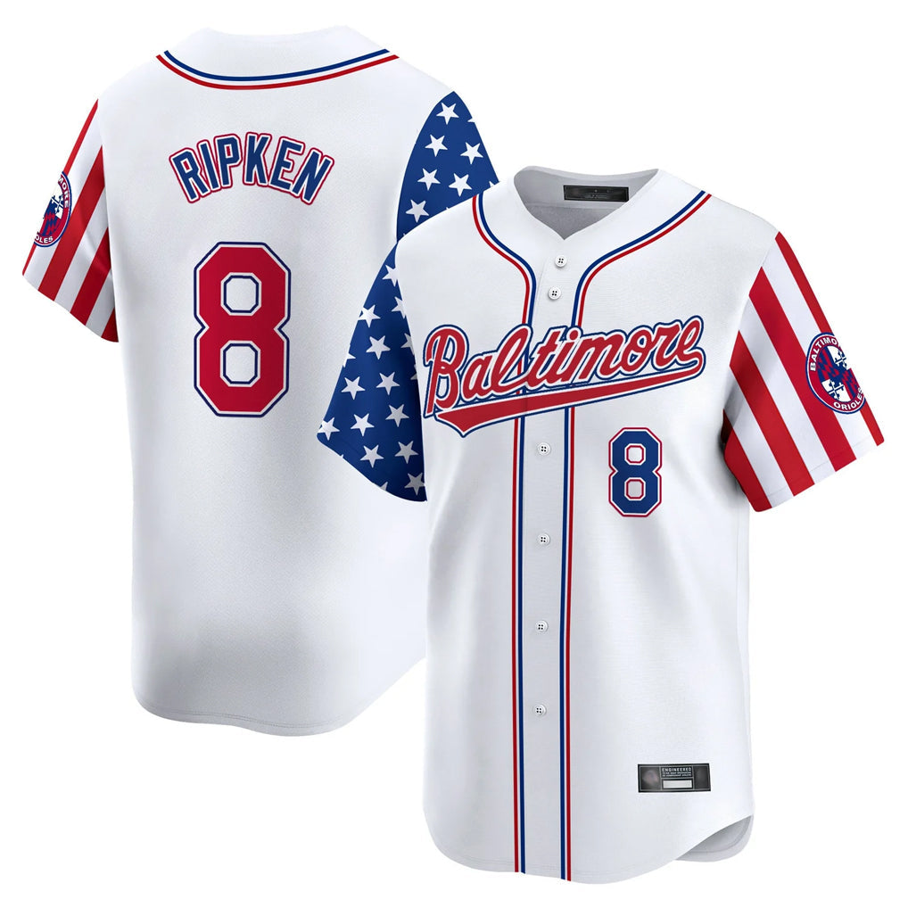 Keante B.Orioles #8 Cal Ripken Player White Independence Day Vapor Premier Limited Home Game Stitched Jerseys