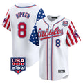 Keante B.Orioles #8 Cal Ripken Player White USA 250 Independence Day Vapor Premier Home Game Stitched Jerseys