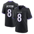 Keante B.Ravens #8 Lamar Jackson Player Black Home Game Stitched Jerseys