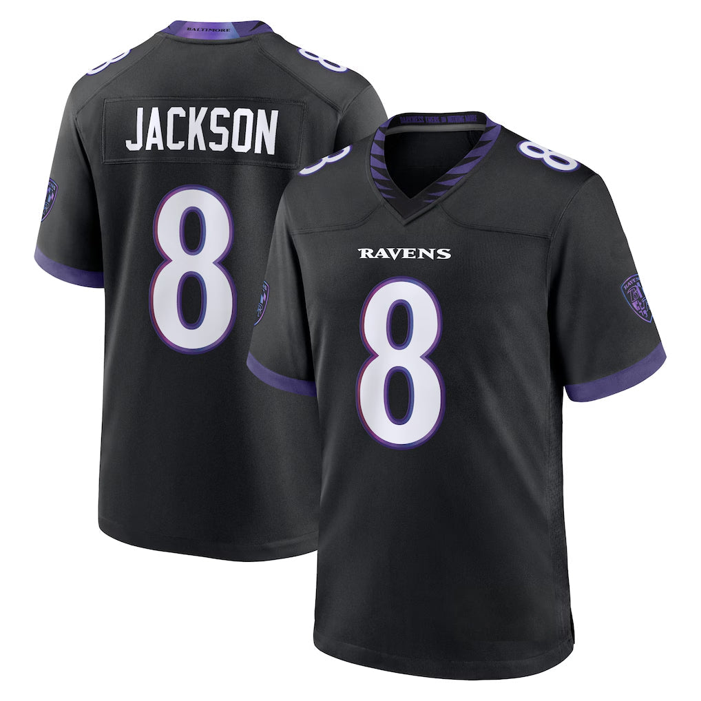 Keante B.Ravens #8 Lamar Jackson Player Black Home Game Stitched Jerseys