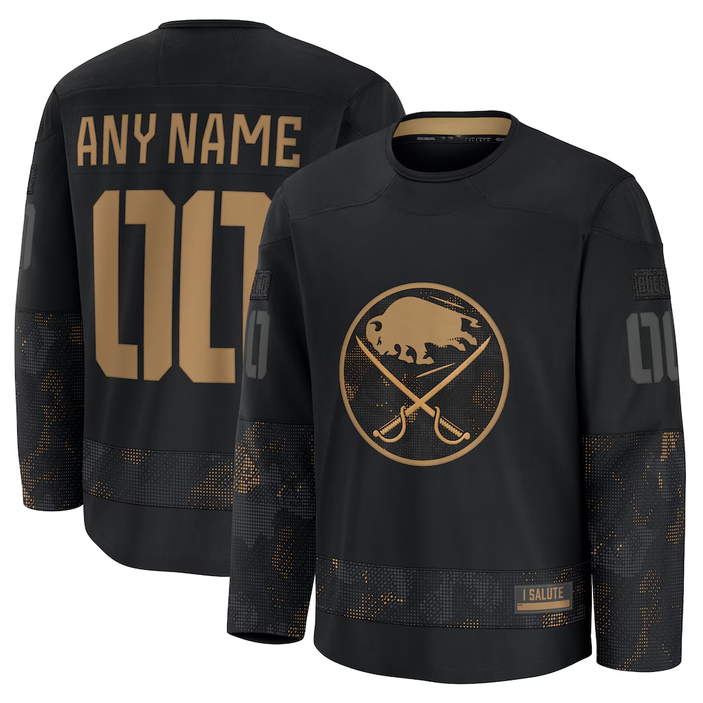 Keante Custom B.Sabres Black 2024 Military Appreciation Practice Stitched Jerseys
