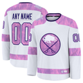 Keante Custom B.Sabres White 2024 Hockey Fights Cancer Practice Stitched Jerseys