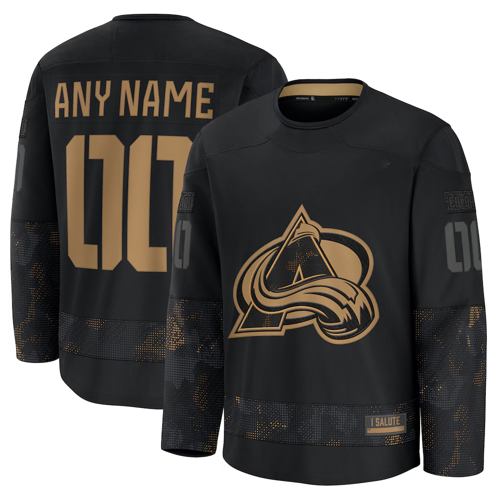 Keante Custom C.Avalanche Black 2024 Military Appreciation Practice Jerseys