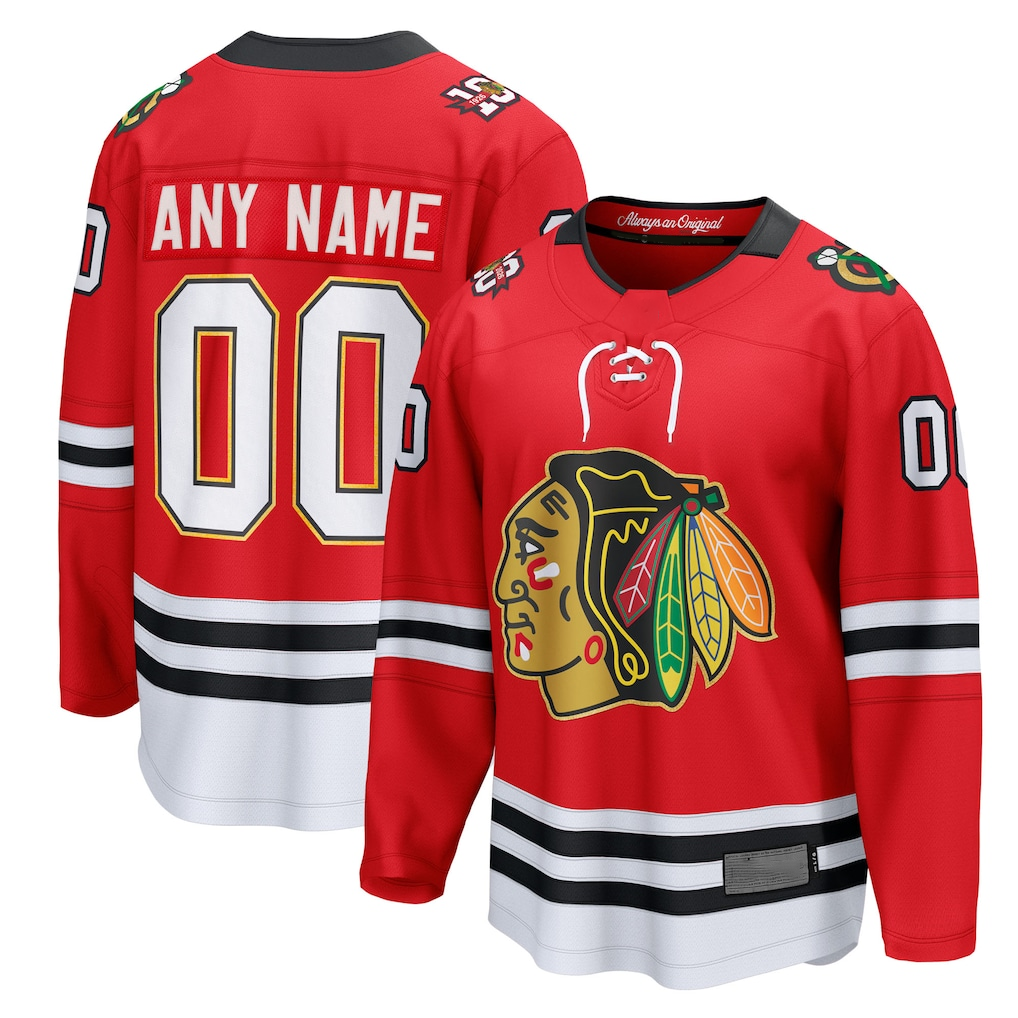 Keante Custom C.Blackhawks Red Centennial Breakaway Jerseys