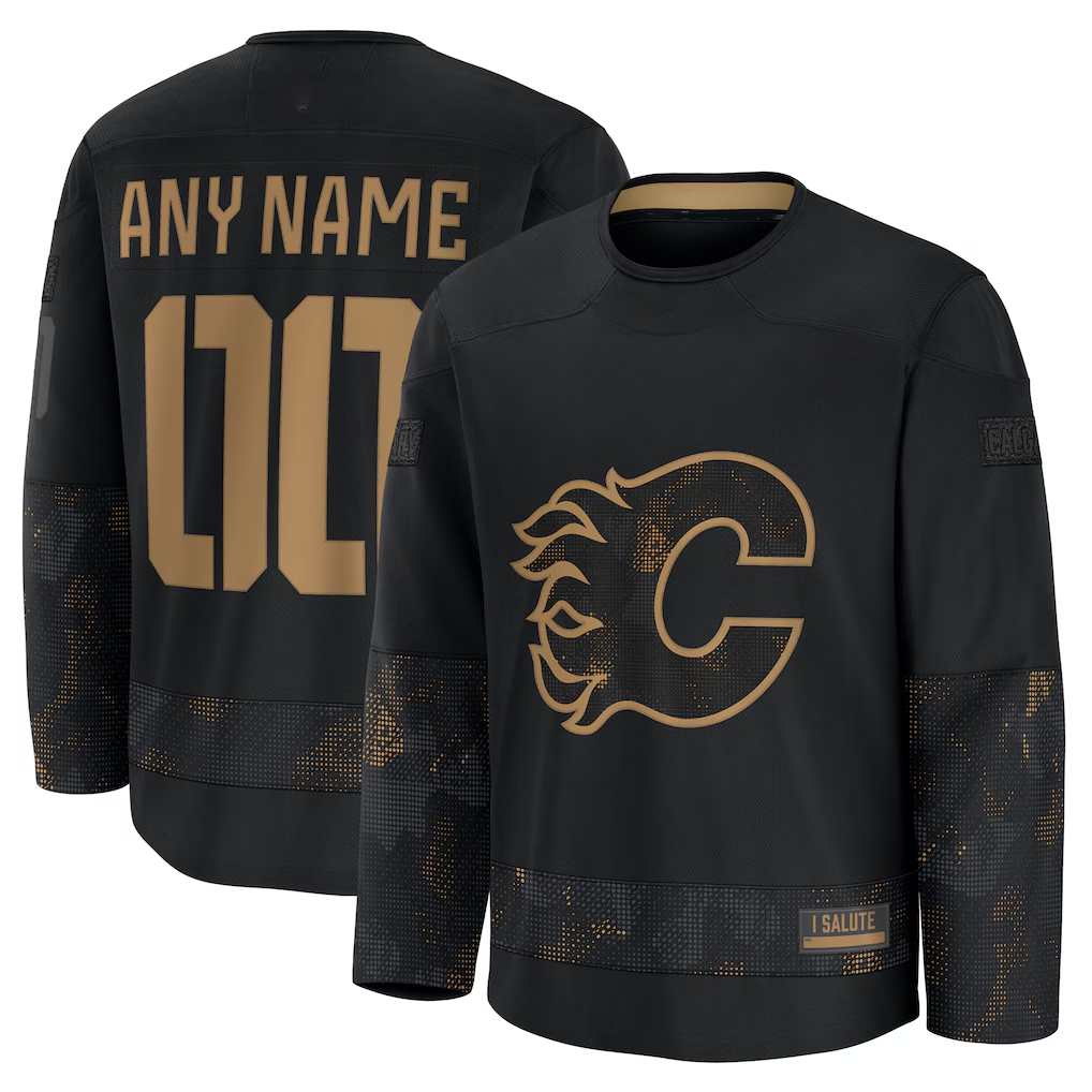 Keante Custom C.Flames Black 2024 Military Appreciation Practice Jerseys