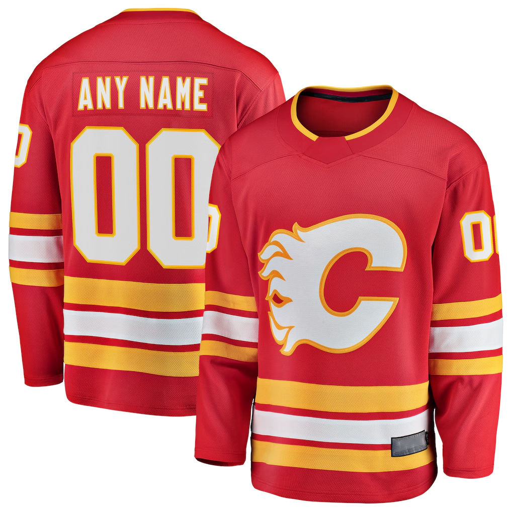 Keante Custom C.Flames Red Home Breakaway Jerseys