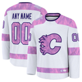 Keante Custom C.Flames White 2024 Hockey Fights Cancer Practice Jerseys