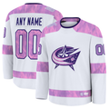 Keante Custom CB.Jackets White 2024 Hockey Fights Cancer Practice Jersey