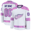 Keante Custom DR.Wings White 2024 Hockey Fights Cancer Practice Jerseys