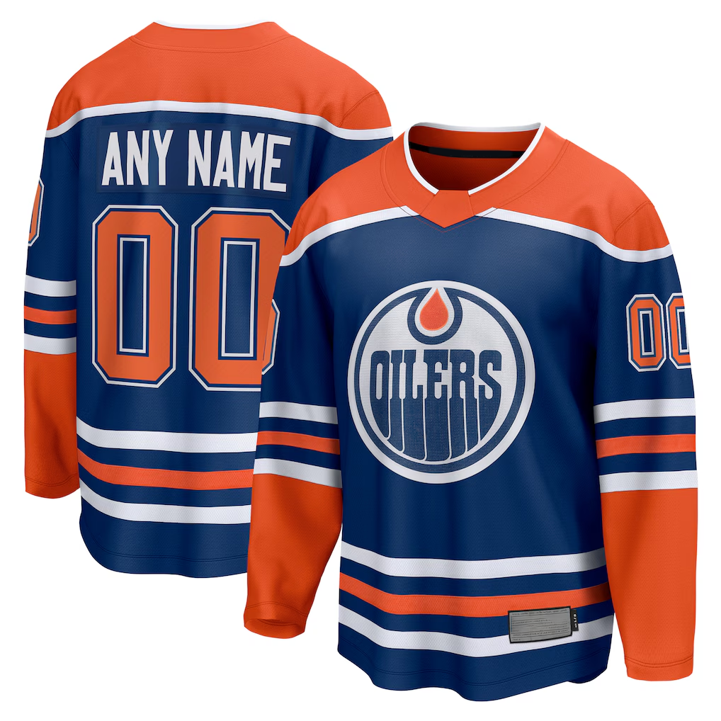 Keante Custom E.Oilers Royal Home Breakaway Jerseys