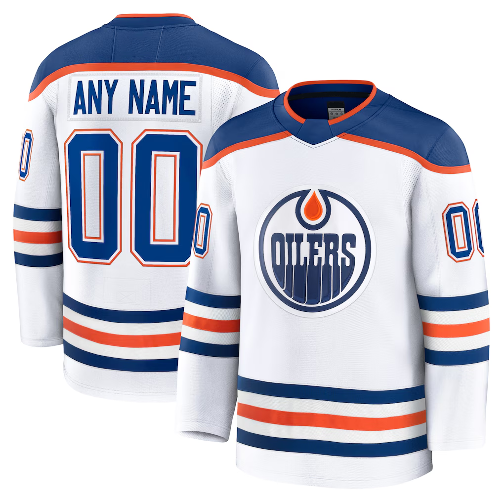 Keante Custom E.Oilers White Away Premium Jerseys