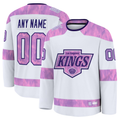 Keante Custom LA.Kings White 2024 Hockey Fights Cancer Practice Jerseys