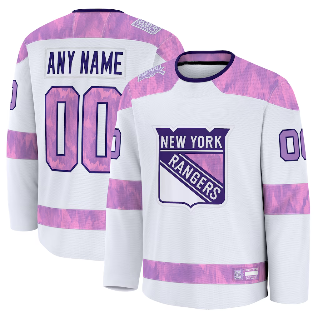 Keante Custom NY.Rangers White 2024 Hockey Fights Cancer Practice Jerseys