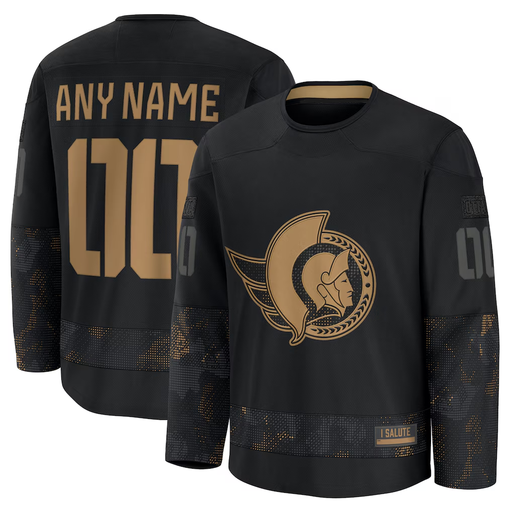 Keante Custom O.Senators Black 2024 Military Appreciation Practice Jerseys