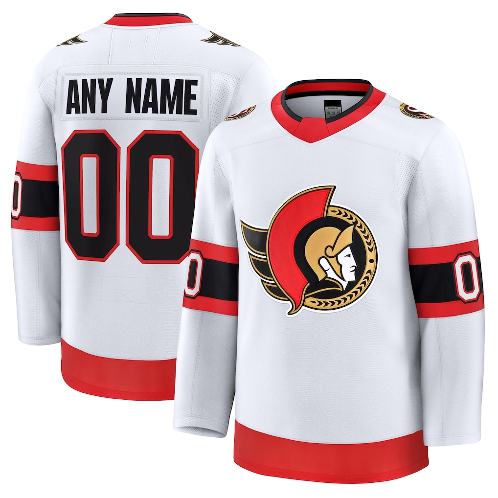 Keante Custom O.Senators White Away Premium Jerseys