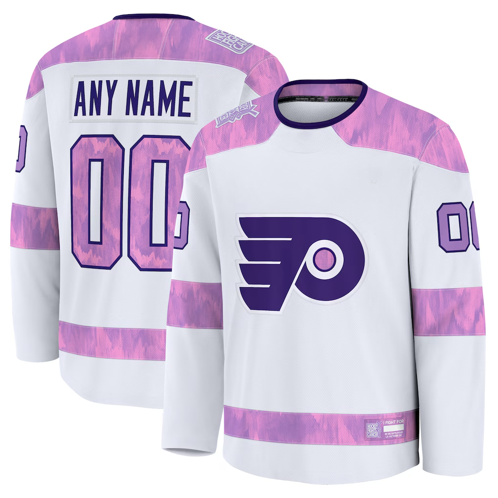 Keante Custom P.Flyers White 2024 Hockey Fights Cancer Practice Jerseys