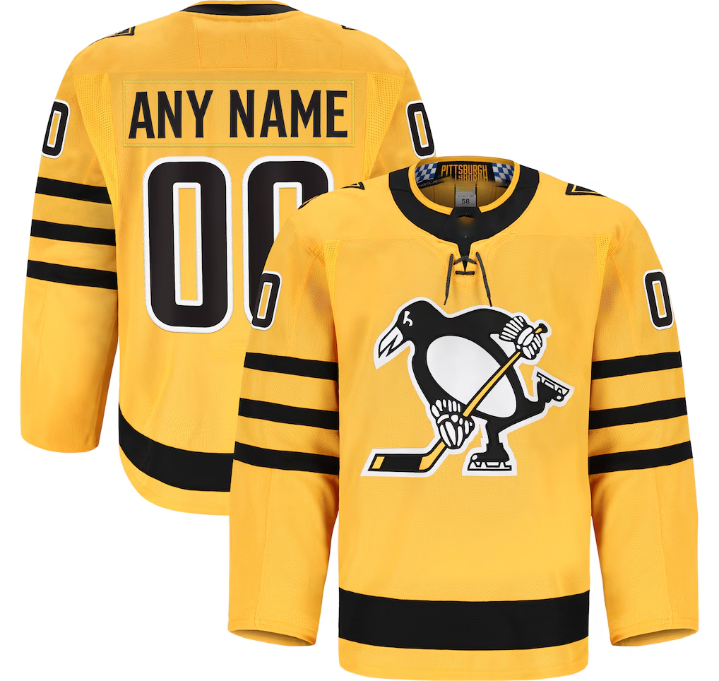 Keante Custom P.Penguins Gold Alternate Authentic Pro Jerseys