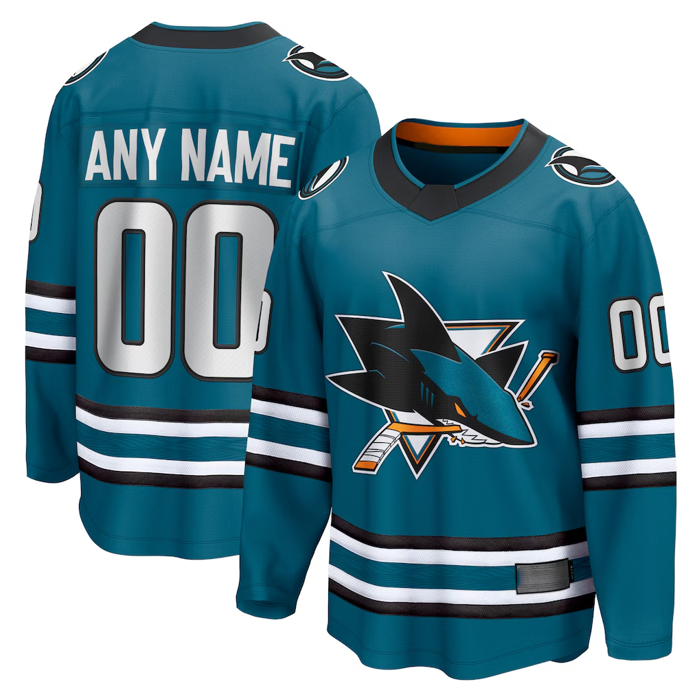 Keante Custom SJ.Sharks Teal Home Breakaway Jerseys