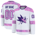 Keante Custom SJ.Sharks White 2024 Hockey Fights Cancer Practice Jerseys