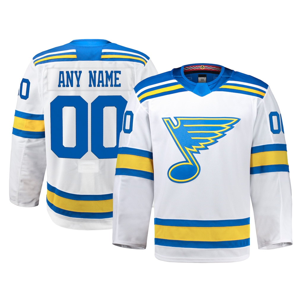 Keante Custom SL.Blues White Away Authentic Pro Jerseys