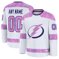 Keante Custom TB.Lightning White 2024 Hockey Fights Cancer Practice Jerseys