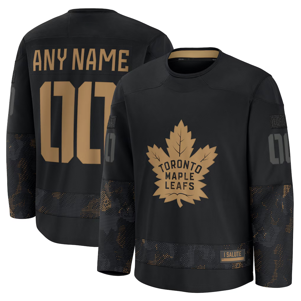 Keante Custom TM.Leafs Black 2024 Military Appreciation Practice Jerseys