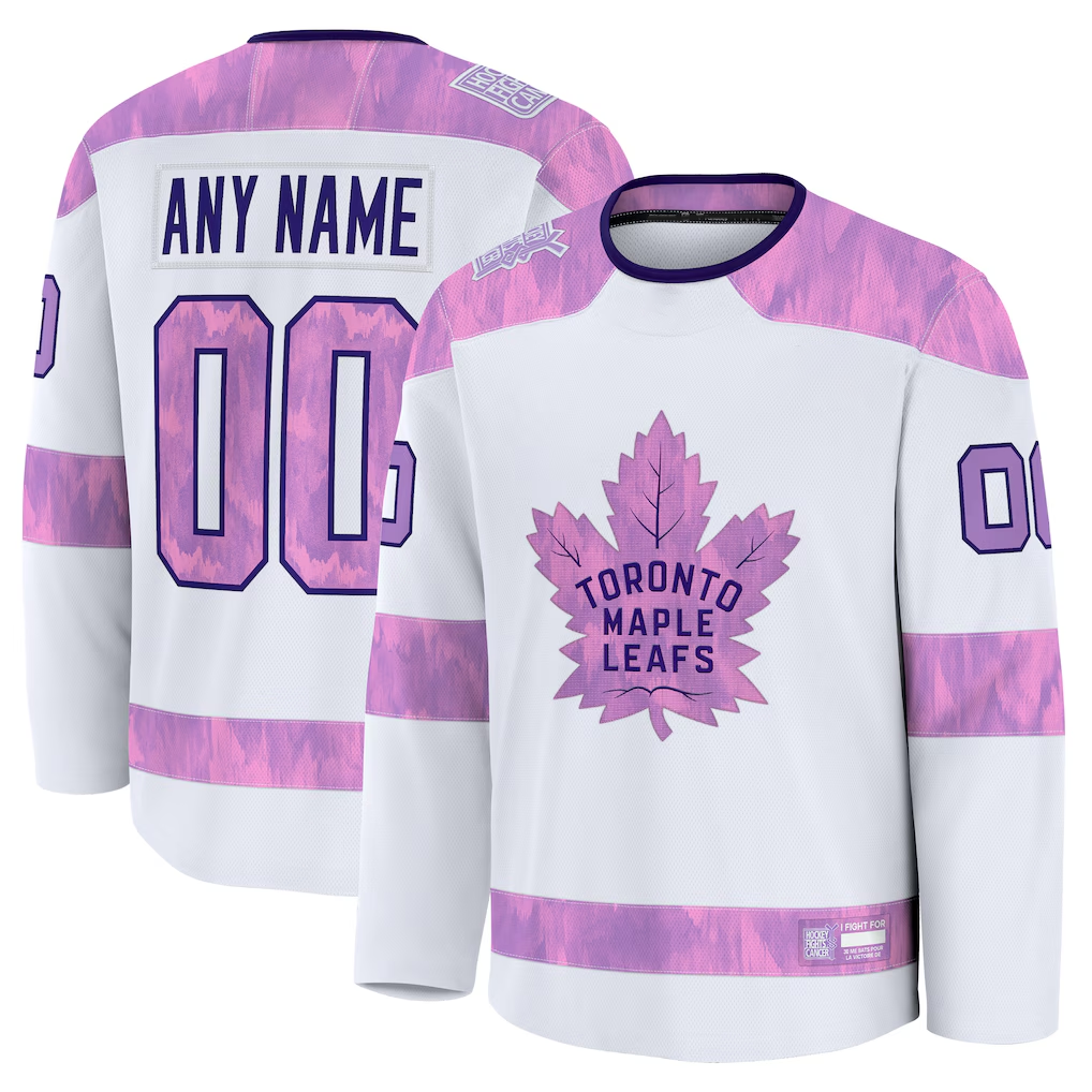 Keante Custom TM.Leafs White 2024 Hockey Fights Cancer Practice Jerseys