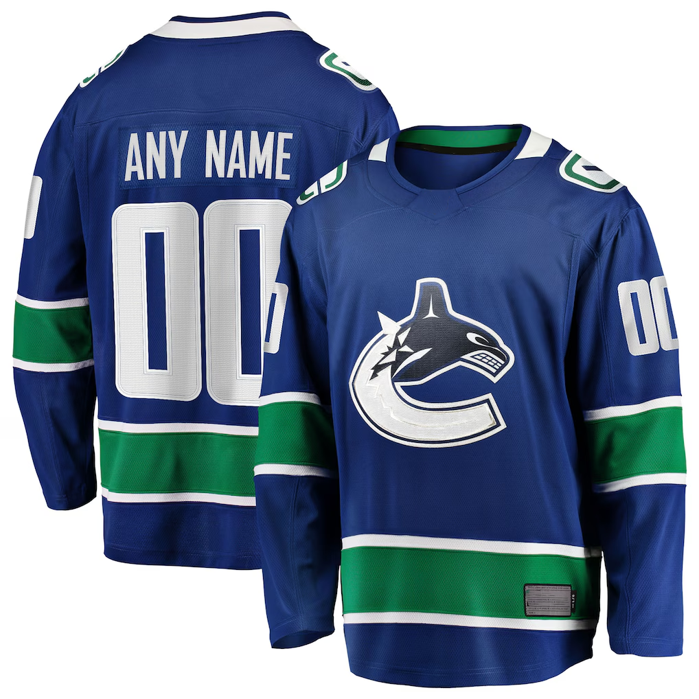 Keante Custom V.Canucks Blue Home Team Breakaway Jerseys