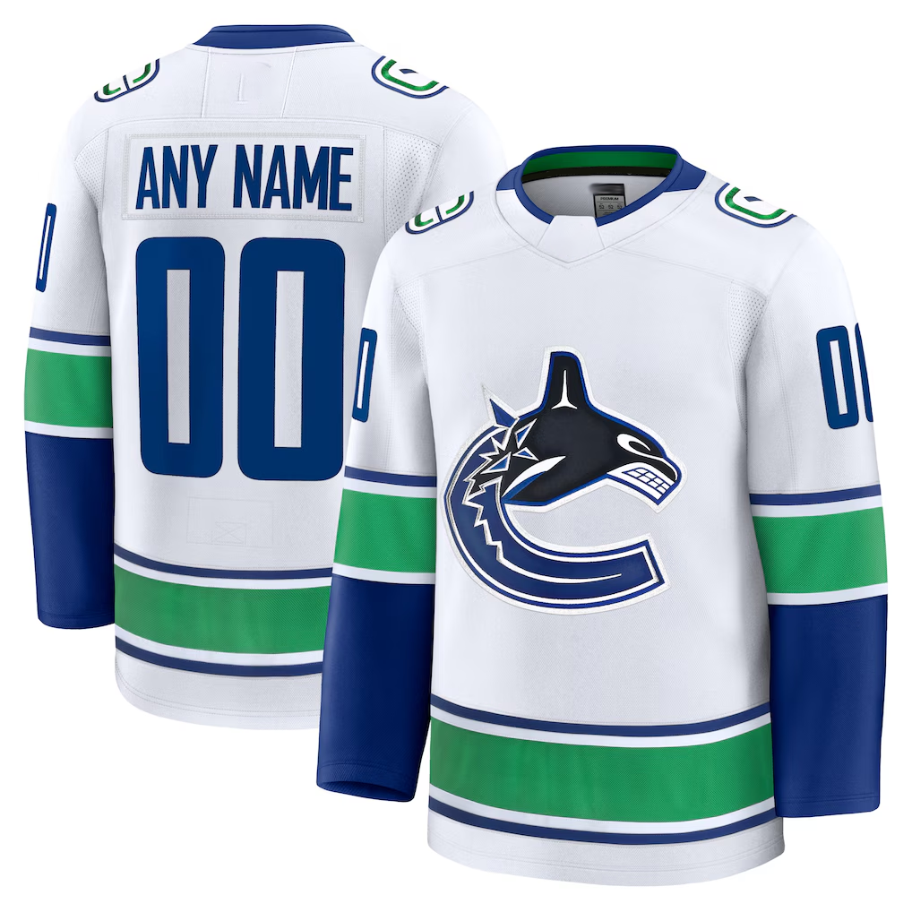 Keante Custom V.Canucks White Away Premium Jerseys