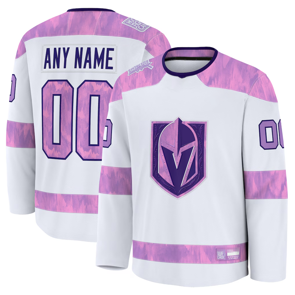 Keante Custom VG.Knights White 2024 Hockey Fights Cancer Practice Jerseys