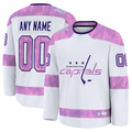 Keante Custom W.Capitals White 2024 Hockey Fights Cancer Practice Jerseys