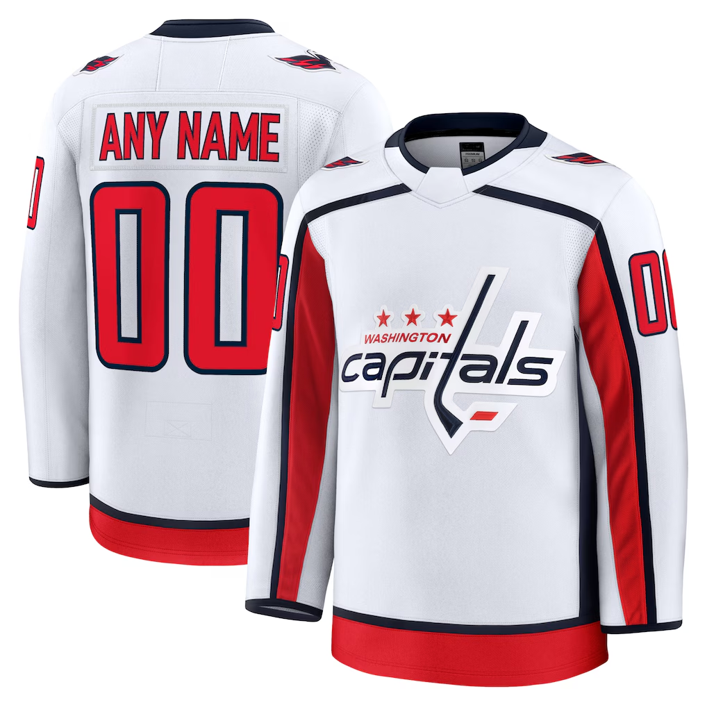 Keante Custom W.Capitals White Away Premium Jerseys