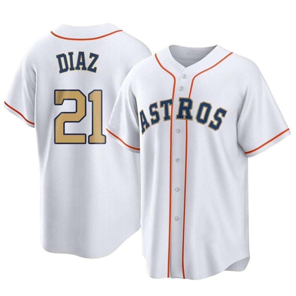 Keante H.Astros #21 Yainer Diaz Player Gold Collection Game Home Stitched Jerseys