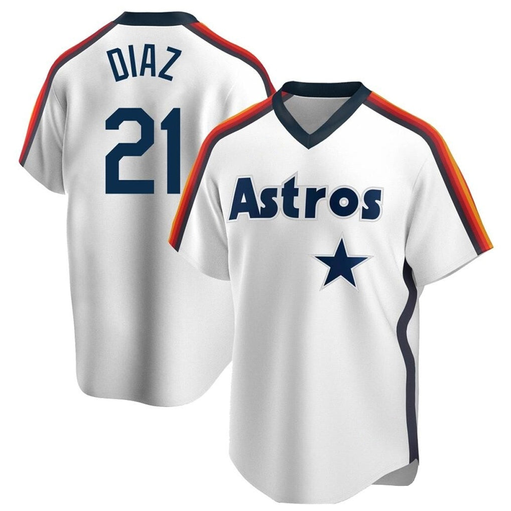 Keante H.Astros #21 Yainer Diaz Player White Cooperstown Collection T-shirt Stitched Jerseys