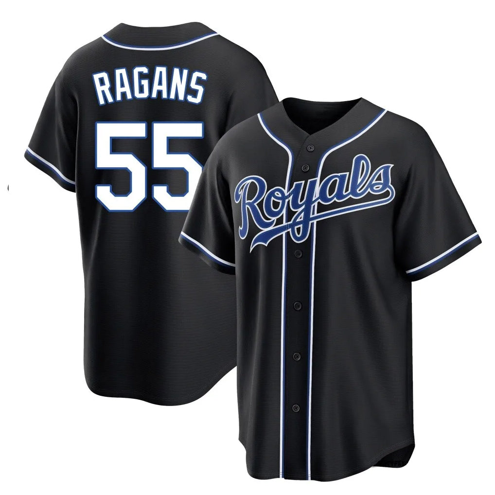 Keante KC.Royals #55 Cole Ragans Player Black Carbon Fashion Home Game Stitched Jerseys