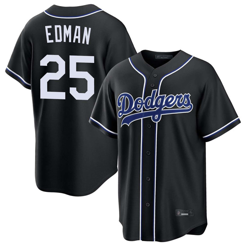 Keante LA.Dodgers #25 Tommy Edman Player Black Carbon Limited Home Stitched Jerseys