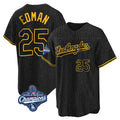 Keante LA.Dodgers #25 Tommy Edman Player Black World Series Meet Snake Skin City Game Home Stitched Jerseys
