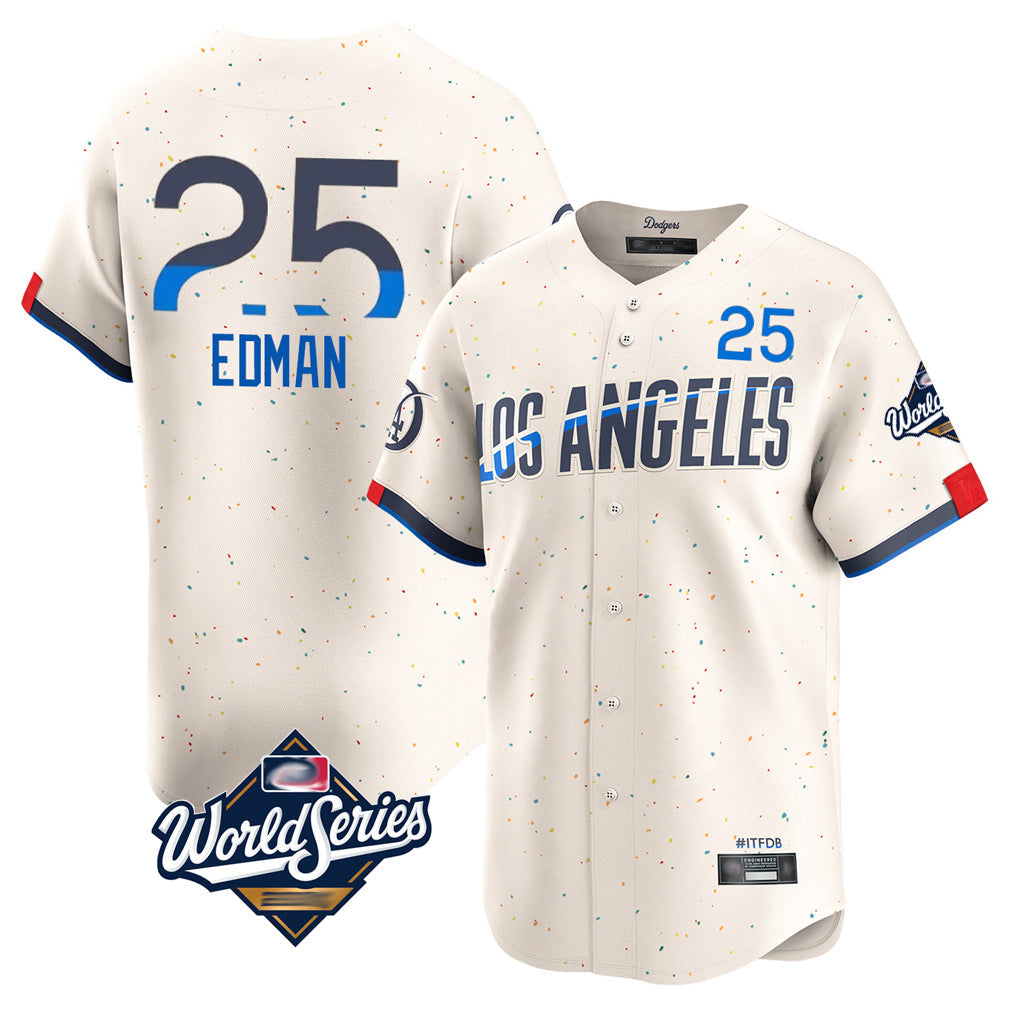 Keante LA.Dodgers #25 Tommy Edman Player Cream World Series City Connect Limited Home Stitched Jerseys