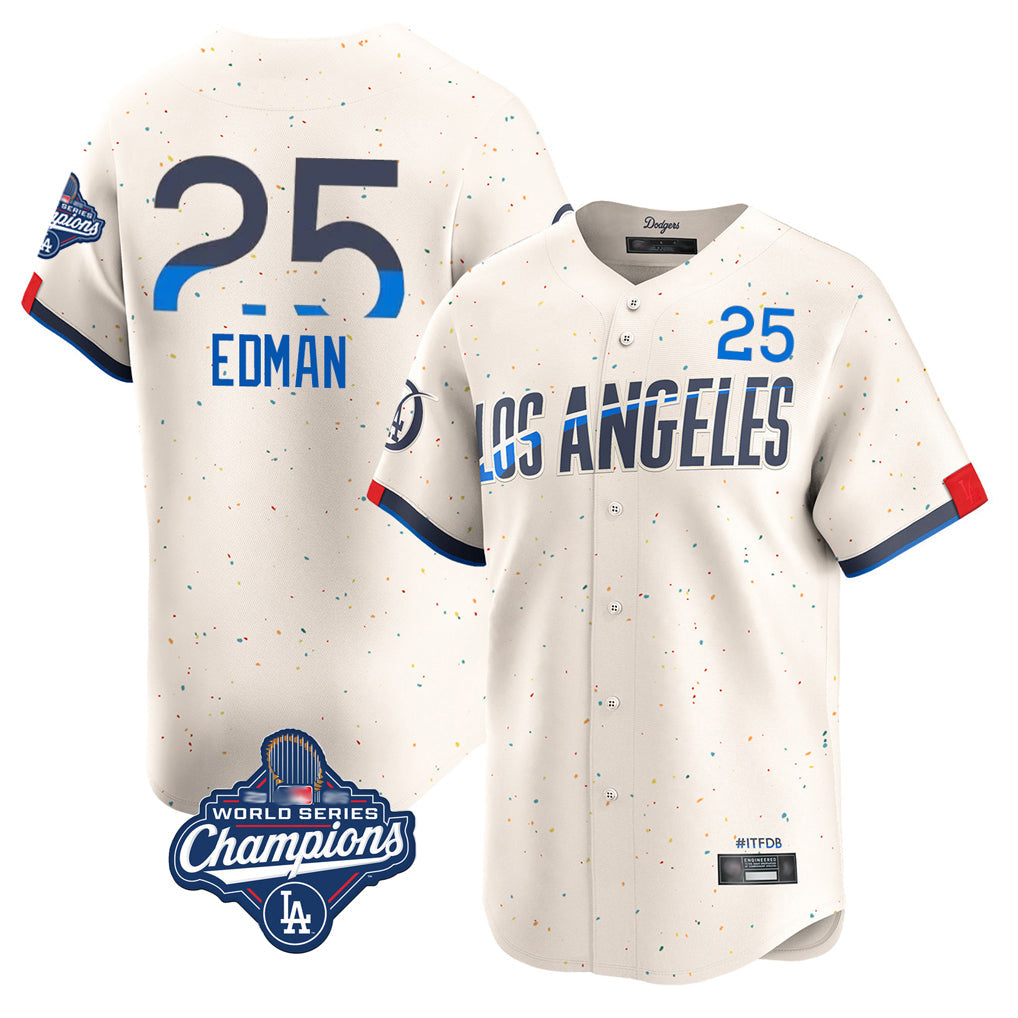 Keante LA.Dodgers #25 Tommy Edman Player Cream World Series Meet City Connect Limited Home Stitched Jerseys
