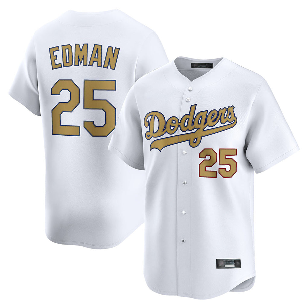 Keante LA.Dodgers #25 Tommy Edman Player Gold Collection Limited Home Stitched Jerseys